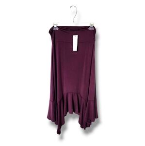 Urban Coco Flowy Hankerchief Hem Plum Color Knit Skirt | Large